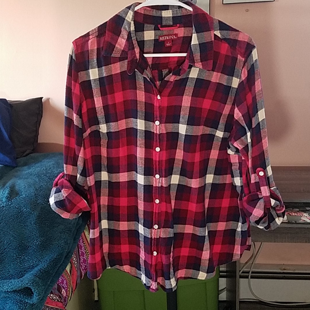 Merona Plaid Flannel Button down 1X